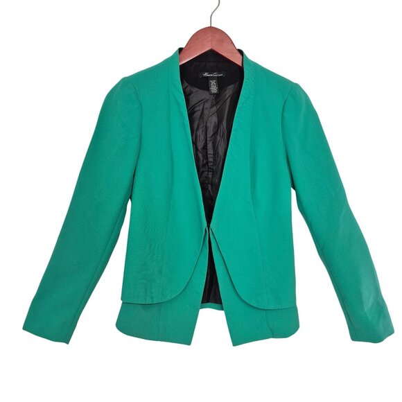 Kenneth Cole Jackets & Blazers - Kenneth Cole Womens XS Green Open Front Blazer With Asymmetric Hem